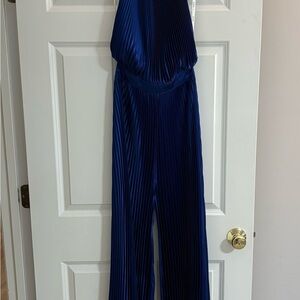 Chic Navy Pleated Jumpsuit